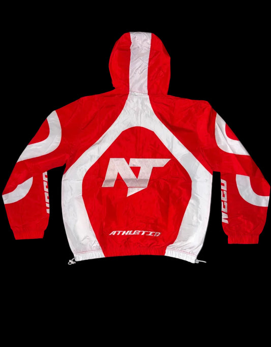 NT Red And White Windbreaker Shorts Set